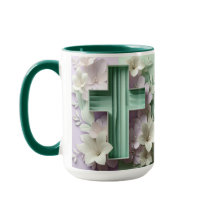 Green Cross Floral Mug ai design 
