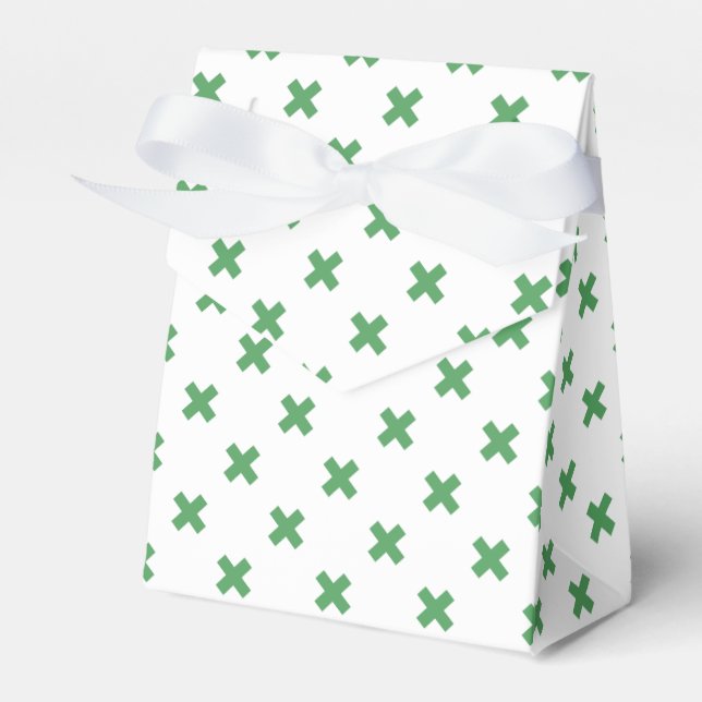 Green cross stitches on white favour box (Front Side)