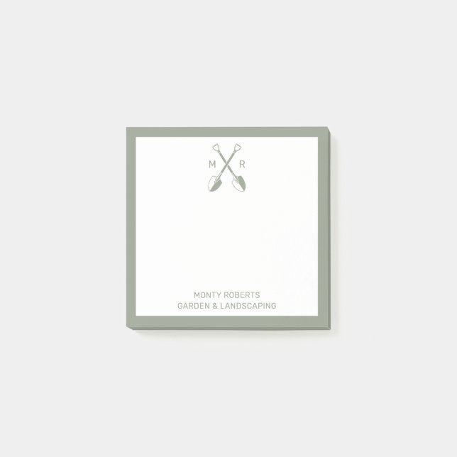 Green Crossed Spades Logo Business Post-It Notes (Front)