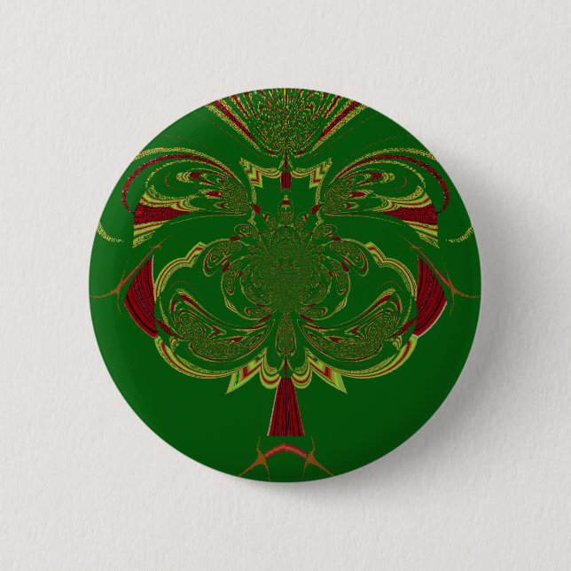 Green Crown 6 Cm Round Badge (Front)