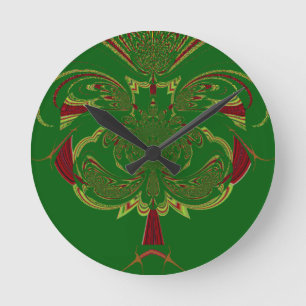 Green Crown Round Clock