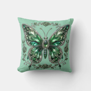 Green Crystal Butterfly Floral Frame Cushion