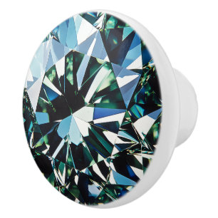 Green Crystal Diamond Pattern Ceramic Knob