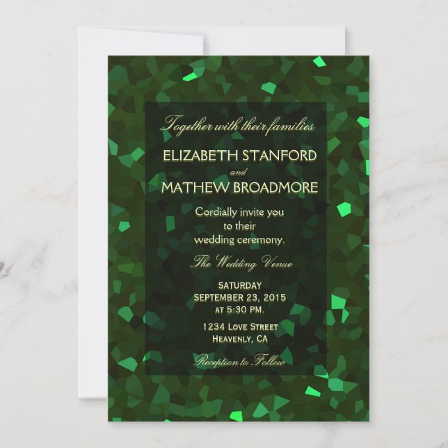 Green Crystal Glitter Invitation (Front)