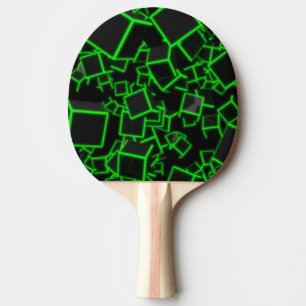 Green Cubes Abstract Ping Pong Paddle