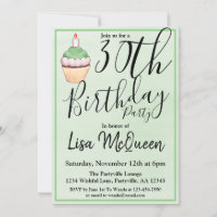Green Cupcake 30th Birthday Party
