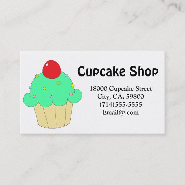 Green Cupcake Customisable Business Card (Front)