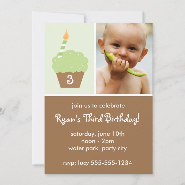 Green Cupcake Invitation (Front)