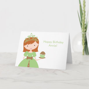 Green Cupcake Princess Birthday Card