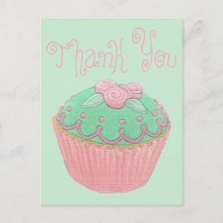 Green Cupcake Thank You Postcard