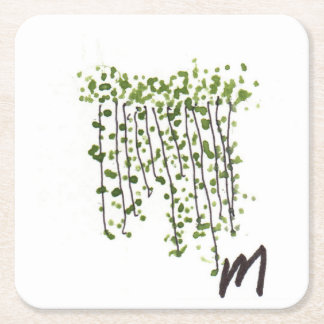Green Curtain Square Paper Coaster