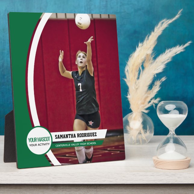 Green Curved Frame School Photo Display (Side)