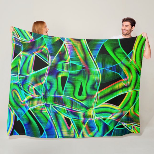 Green curved ribbons, highlighted by embossed fleece blanket (In Situ)