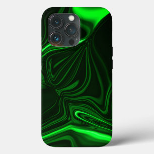 Green curves,folded nickel-plated, dark background iPhone 13 pro case