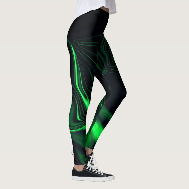 Green curves or undulation in fund darkest. leggings (Right)