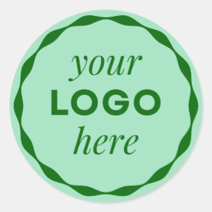Green Custom Business Logo Scallop Circle Sticker