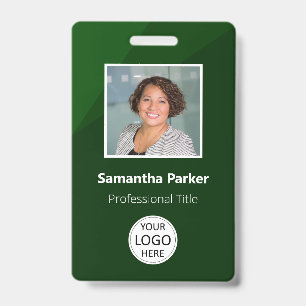 Green Custom Employee - Photo ID, Logo, Bar Code ID Badge