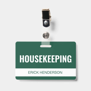 Green Custom Hotel Housekeeping Employee ID Badge