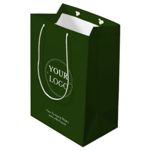 Green Custom Logo Business Branded Promotional Medium Gift Bag