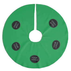 Green Custom Logo Company Business  Brushed Polyester Tree Skirt