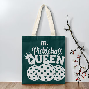 Green Custom Monogram Pickleball Queen Tote Bag