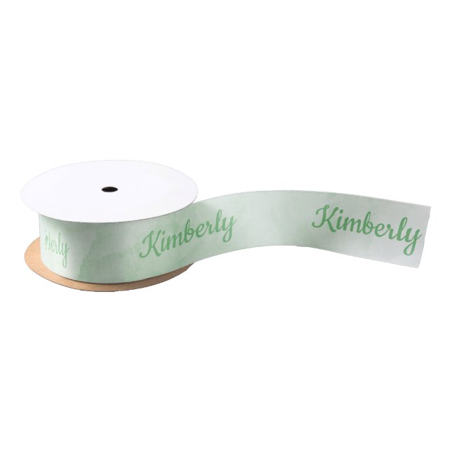 Green Custom Name Personalised Satin Ribbon (Spool)