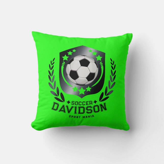 Green Custom Soccer Ball | Personalized Text  Gift Cushion (Front)