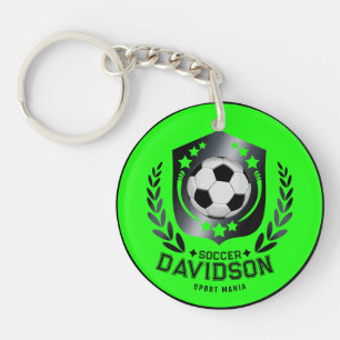 Green Custom Soccer Ball Personalized Text Gift Key Ring