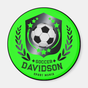 Green Custom Soccer Ball   Personalized Text  Gift Magnet