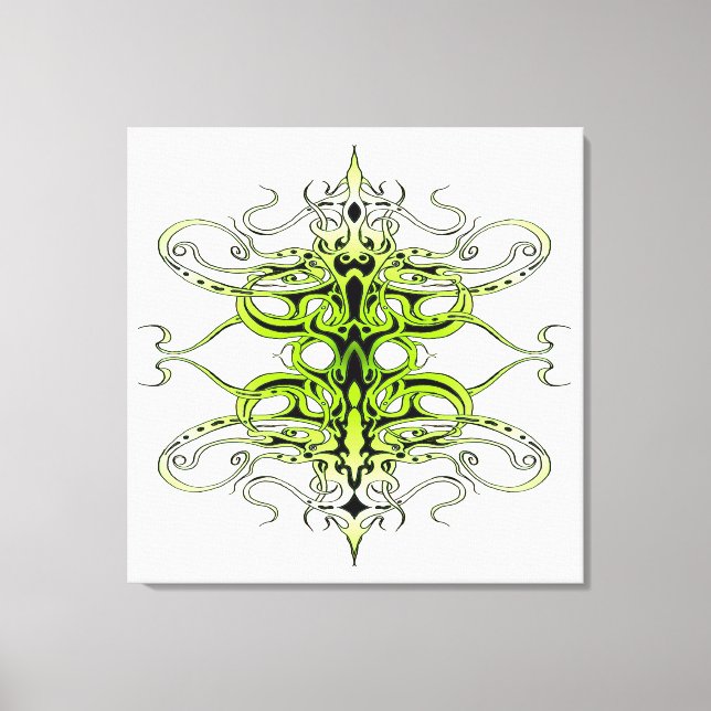 Green Custom Tribal Tattoo Design Canvas Print (Front)