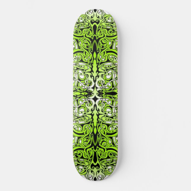 Green Custom Tribal Tattoo Design Skateboard (Front)
