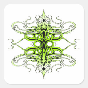 Green Custom Tribal Tattoo Design Square Sticker