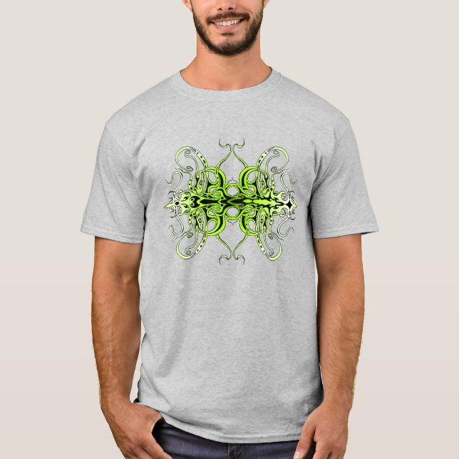 Green Custom Tribal Tattoo Design T-Shirt (Front)