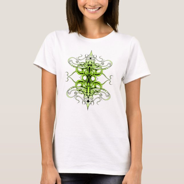 Green Custom Tribal Tattoo Design T-Shirt (Front)