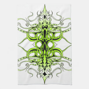 Green Custom Tribal Tattoo Design Tea Towel
