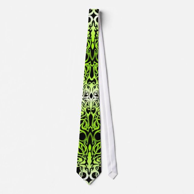 Green Custom Tribal Tattoo Design Tie (Front)