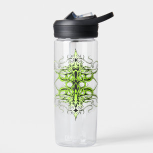 Green Custom Tribal Tattoo Design Water Bottle