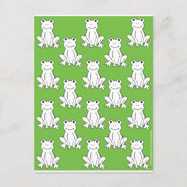 Green Cute Animal Pattern Cartoon Frog Pattern Postcard (Front)