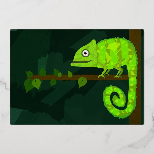 Green cute chameleon (Front)