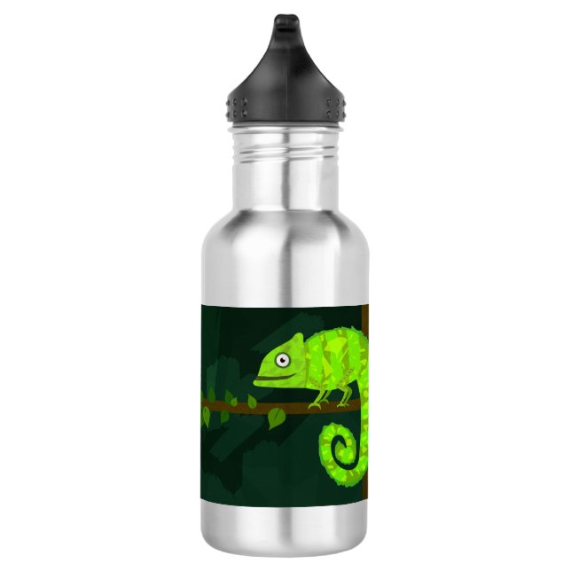 Green cute chameleon 532 ml water bottle (Right)