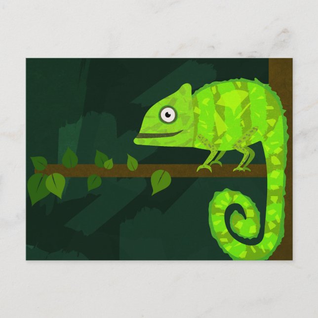 Green cute chameleon advice card (Front)