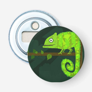 Green cute chameleon bottle opener