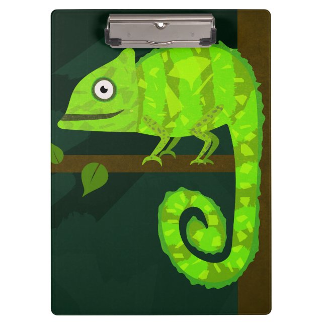 Green cute chameleon clipboard (Front)