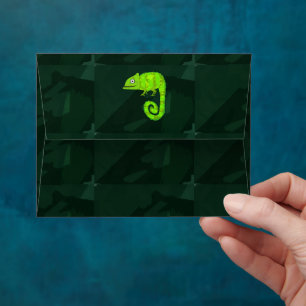 Green cute chameleon envelope