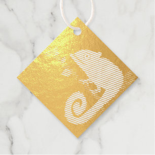 Green cute chameleon favour tags