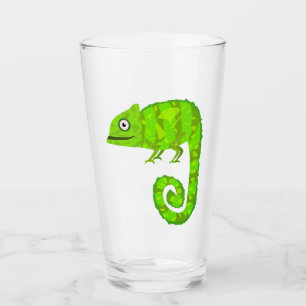 Green cute chameleon glass