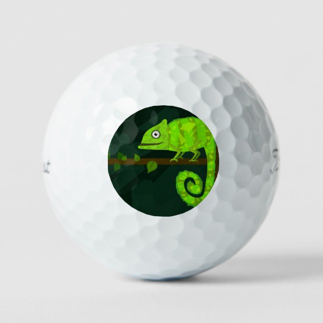 Green cute chameleon golf balls (Front)