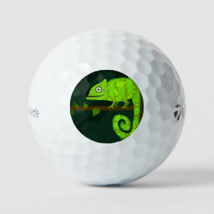 Green cute chameleon golf balls