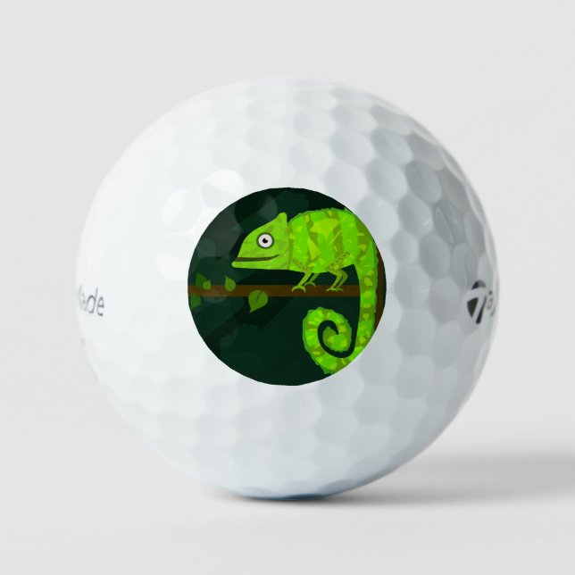 Green cute chameleon golf balls (Front)
