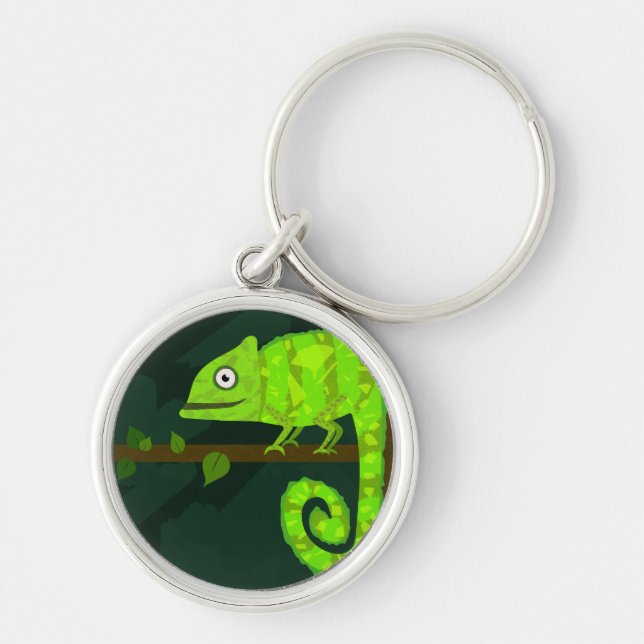 Green cute chameleon key ring (Front)